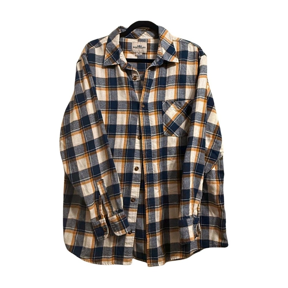 NORTHEAST OUTFITTERS Mens XL Flannel Long Sleeve Button Up Shirt Navy Plaid